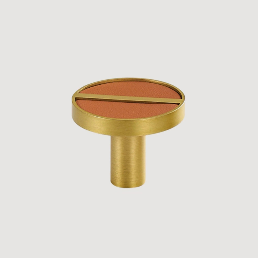 Pomolo 1076 | Ottone + Pelle | Tan