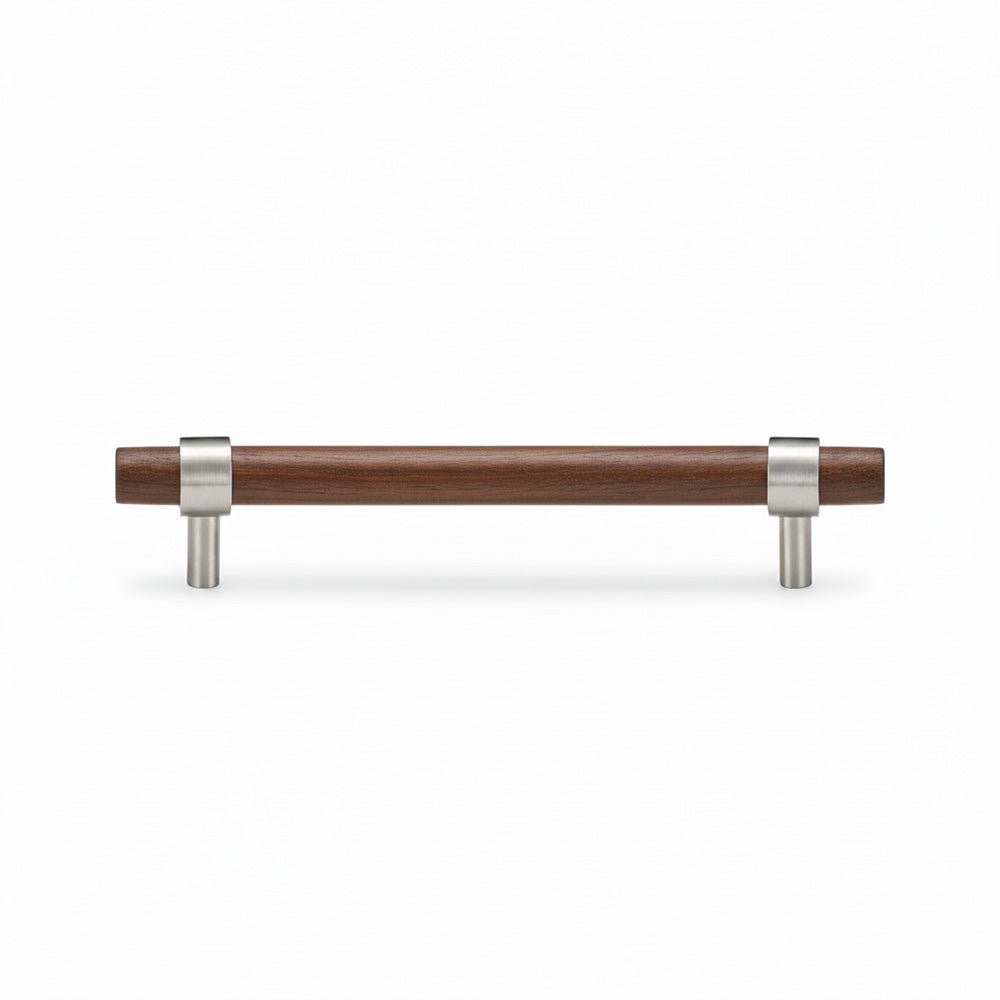 Maniglia CH025W | Noce + Nichel